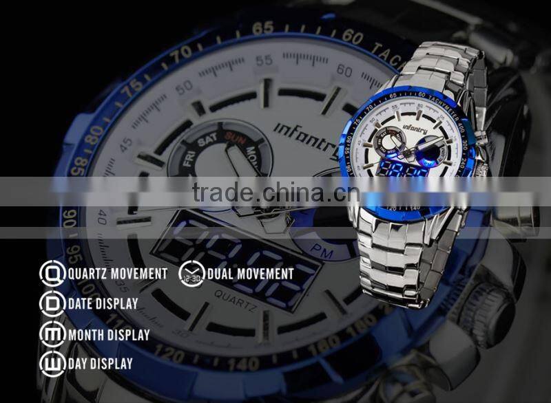 INFANTRY Fashion Date&Day display LED Stainless Watch