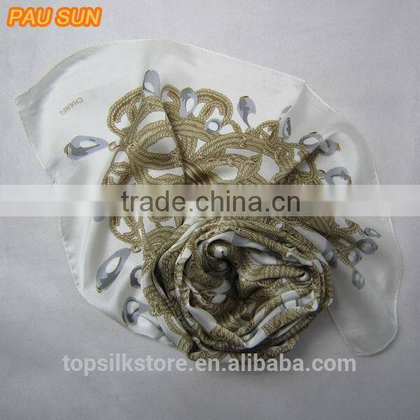 golden 100% silk brand silk scarf