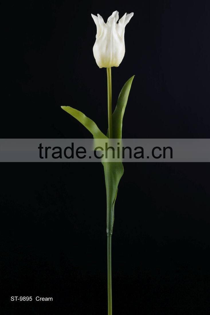 42 cm PVC Real Touch Tulip Spray with 2 Leaves Artificial Flower