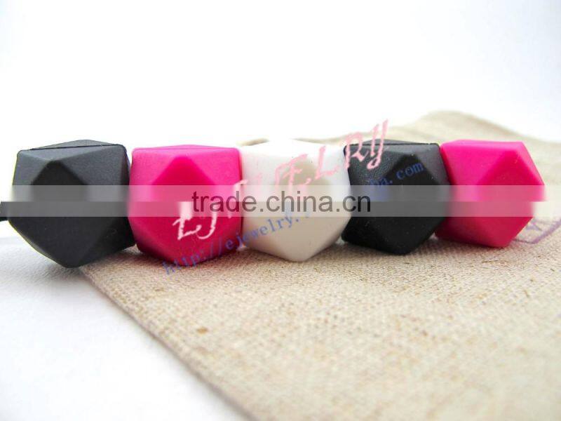 multicolor hexagon teething beads necklace silicone teething necklace wholesale TN018