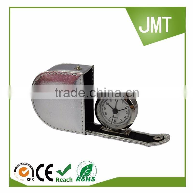 Mini Lovely leather travel alarm clock for gift