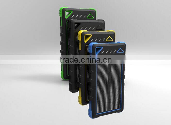 New design built -in battery 8000mAh, outdoor solar power bank , warterproof solar power bank for smart phone laptop
