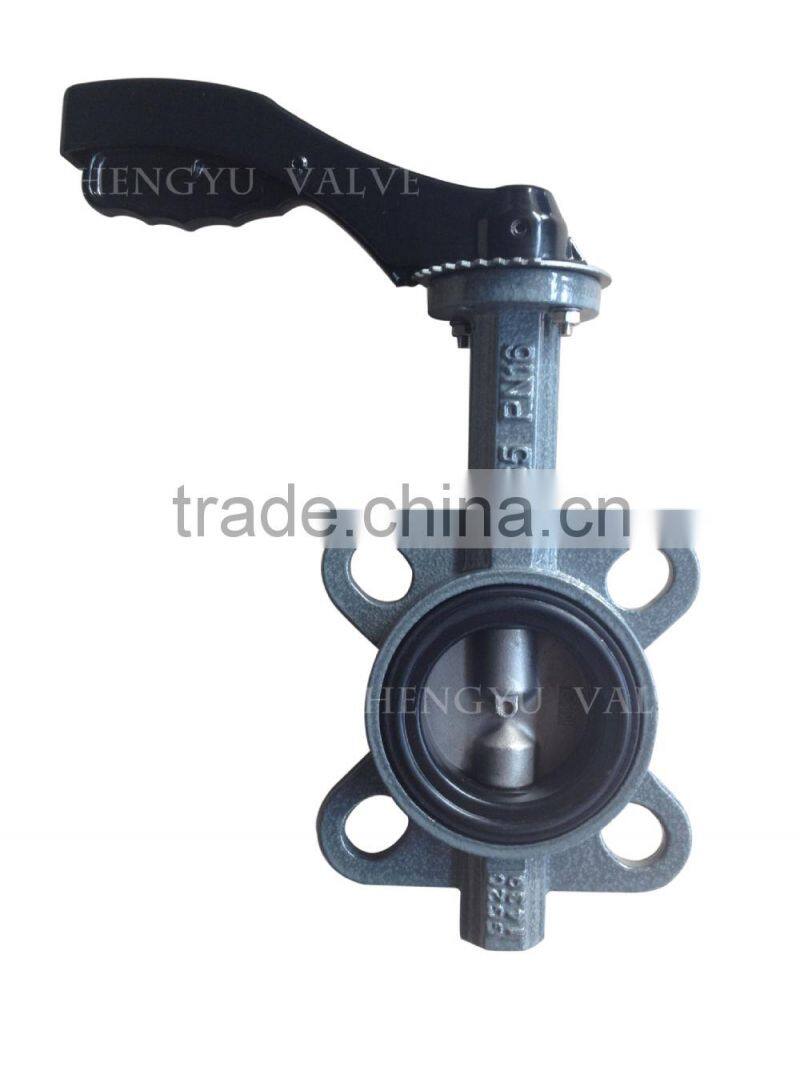 Cast Iron/Ductile iron Double Half Stem with no pin Wafer Butterfly Valve