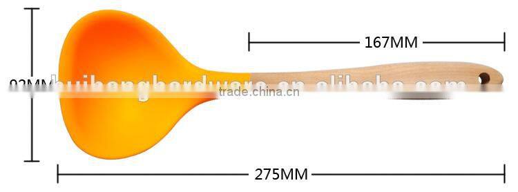 F01-6 silicone cooking soup ladle with wooden handle