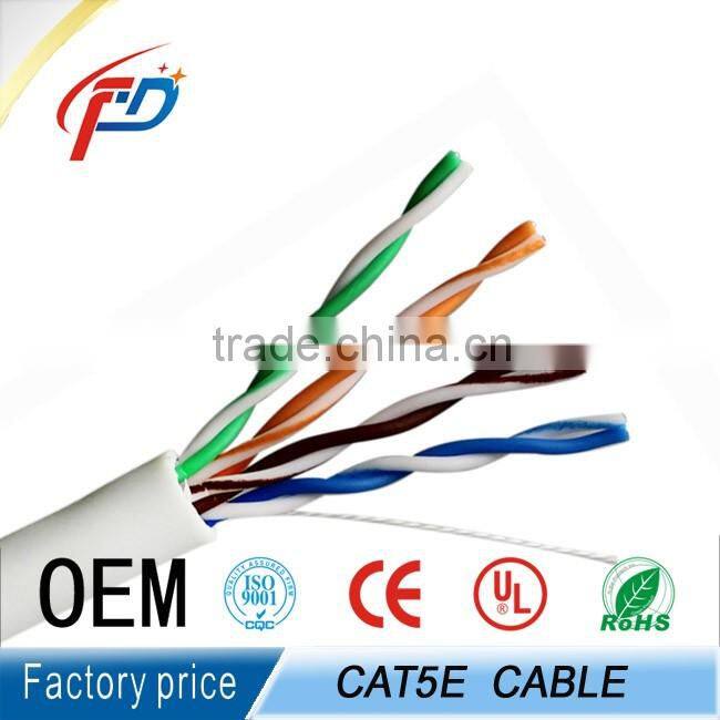 factory price white color jacket 24awg standed 0.5mm cca cat5e communication cable