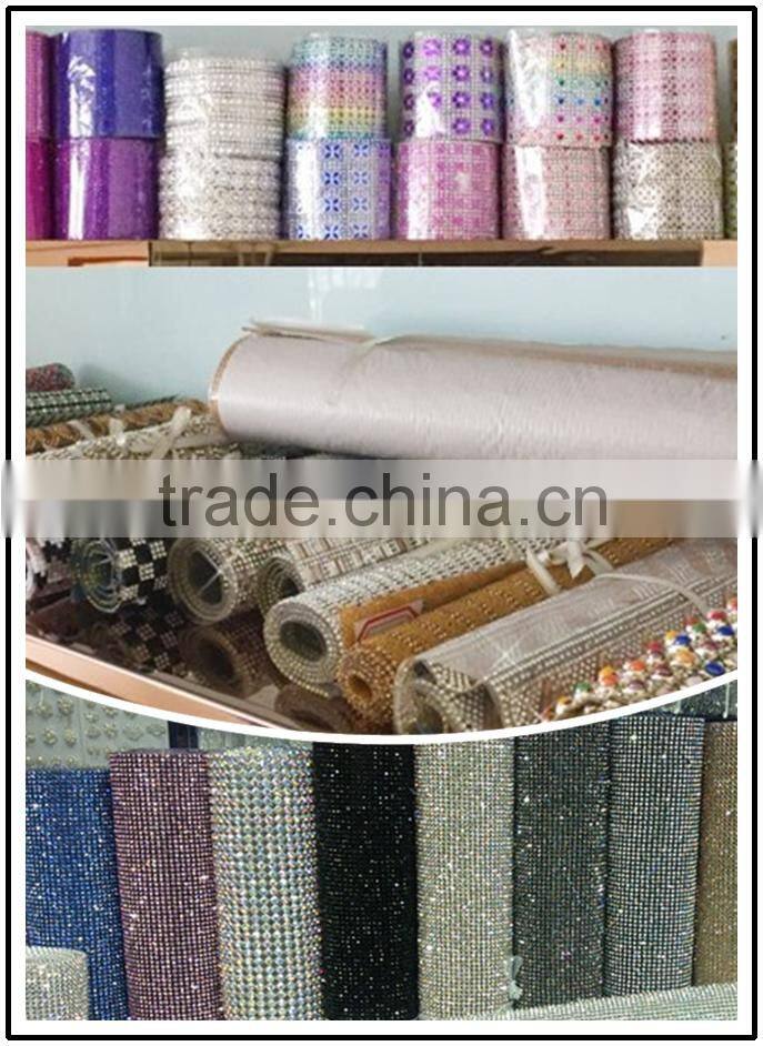 Green aluminum strass mesh trimming ,crystal rhinestone sheet