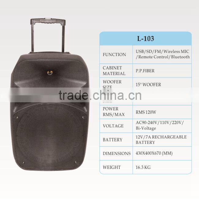 15inch professional powered amplified speakers system with bluetooth