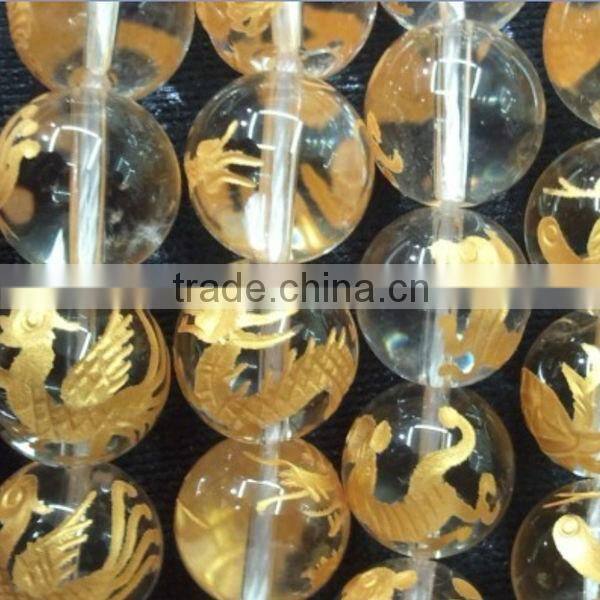12mm natural round white agate carved Chinese letter beads for jewlery