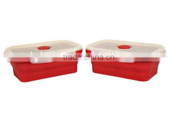 Oven Safe Foldable Red Silicone food Container Set of 2