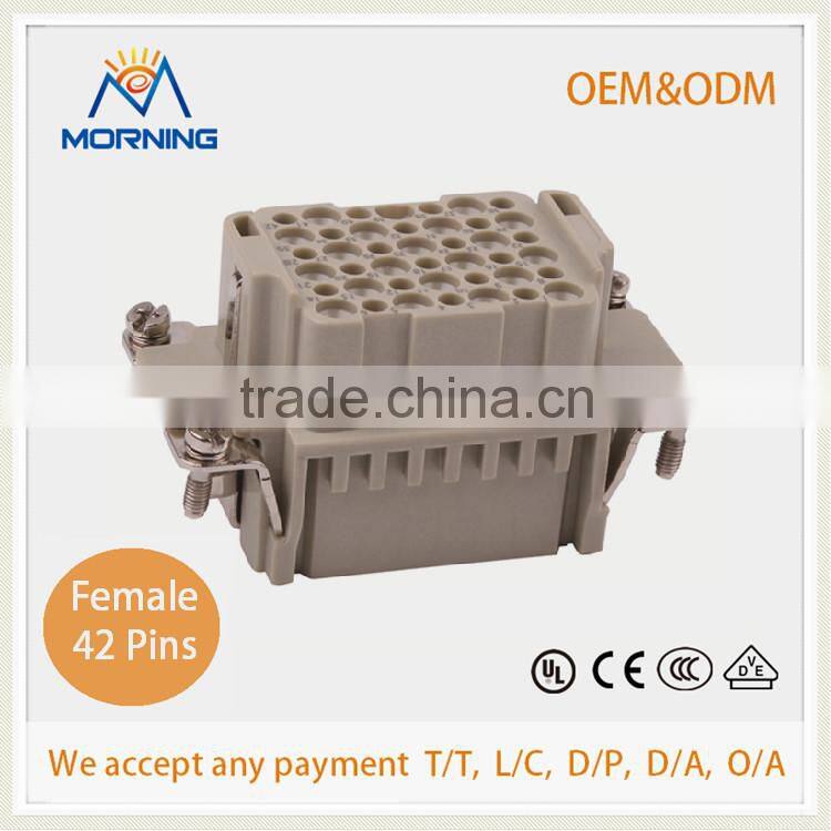 HDD-042-MC, Copper Alloy Material Industrial 42 Pins Current 10A Ip65 Waterproof Heavy Duty Connector,Male Crimp Terminal