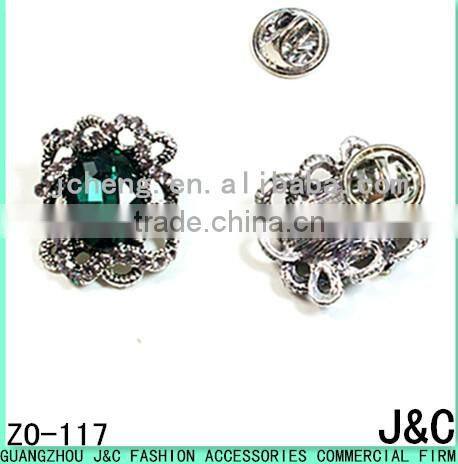 rectangle shaped blue zircon jewelry Rhineston Zamac button