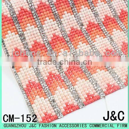 24 * 40mm Acrylic Rhinestone orange mesh
