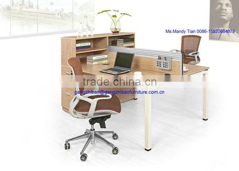 modern office workstation for two people with book shelf with four legs E-514