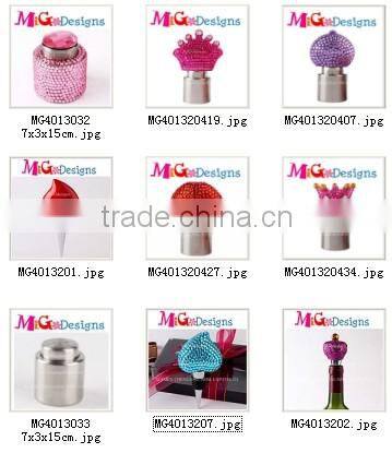 High Quality Rhinestone Wine Stopper Champagne Cork With Purple Color