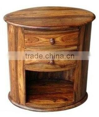 2 Drawer Oval Cabinet Sheesham Wood