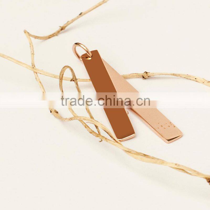 Stainless Steel Rose Gold Simple Long Engravable Tag