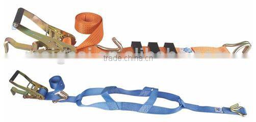 Yellow Ratchet Tie Down With Flat Hook ratchet strap