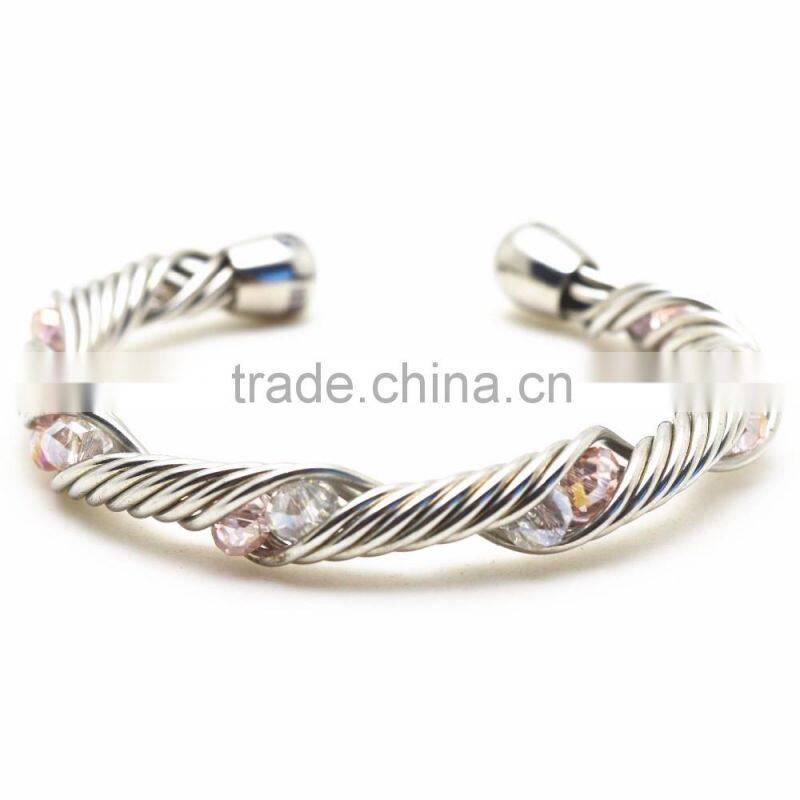 China factory wholesale simple design fashion stainless steel bangle with diamond