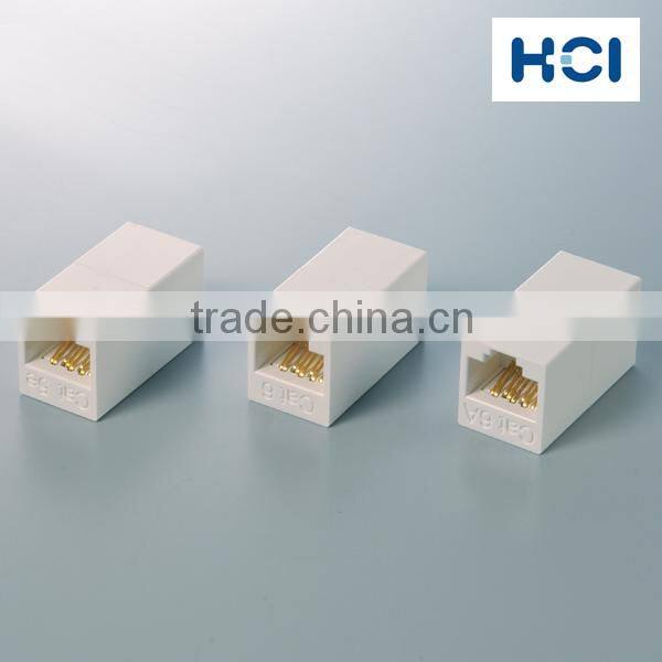 Taiwan Supplier Cat6A 180 Degree Unshielded UTP Straight In-Line Coupler