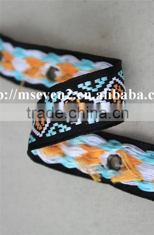 good looking multicolor embroidery diamond pattern metal eyelet ribbon for sale