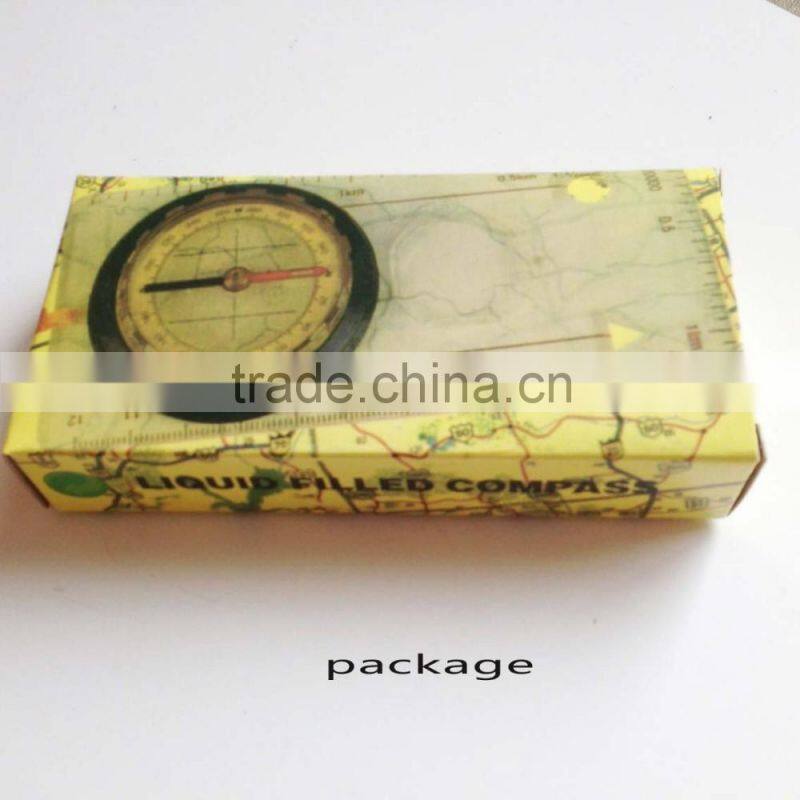 Multifunctional liquid filled map scale compass with magnifier and mirror