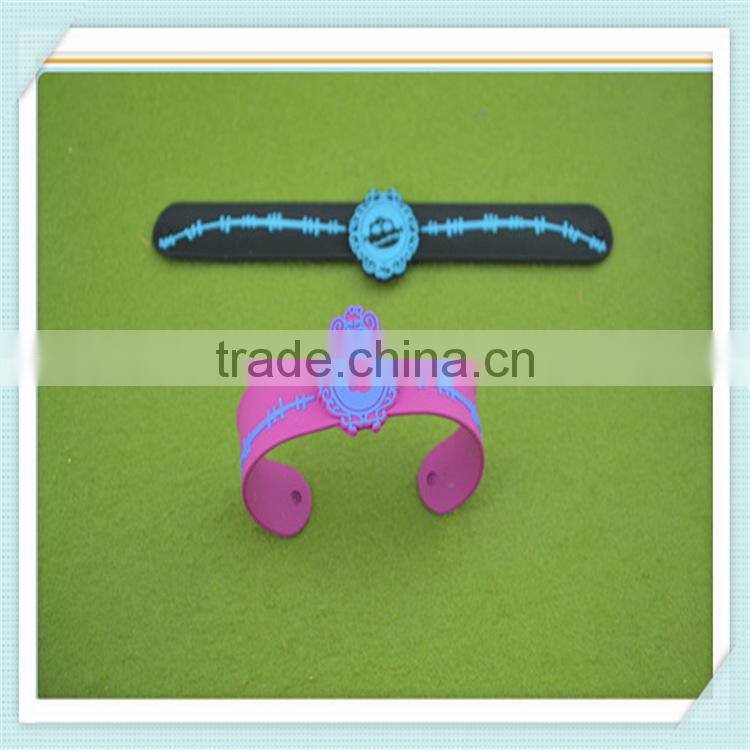 Kids silicone rubber slap charm with animal bracelets