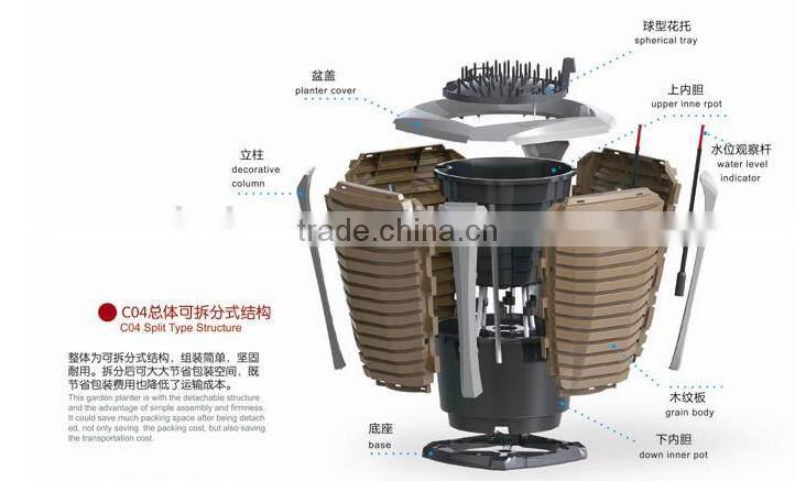 C-04A Large storage self-watering double wall and heat insulation garden flower pot