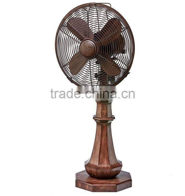16'' Pedestal Floor Sleep Fan, Oil Cherry Wood Finish, Vintage Style