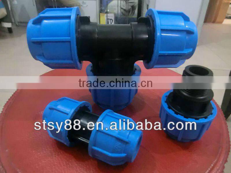 pp compression fittings plastic equal tee