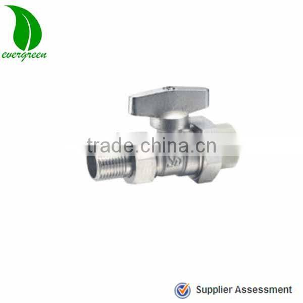 Sanitary brass ball valve with aluminium butterfly handle