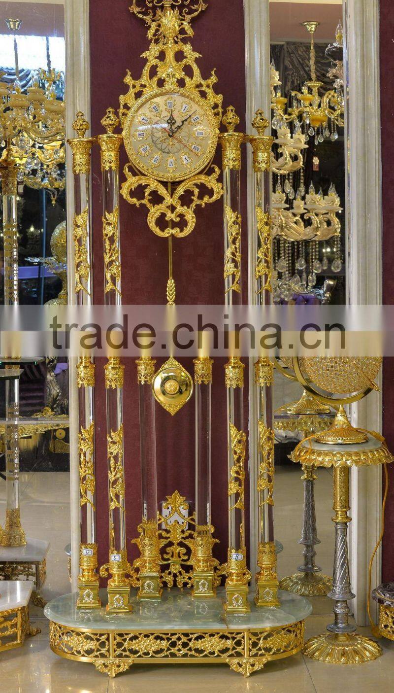 Exquisite Copper Cast Floor Clock, High Quality 24K Gold Floor Clock, Metal Mounted Floor Clock