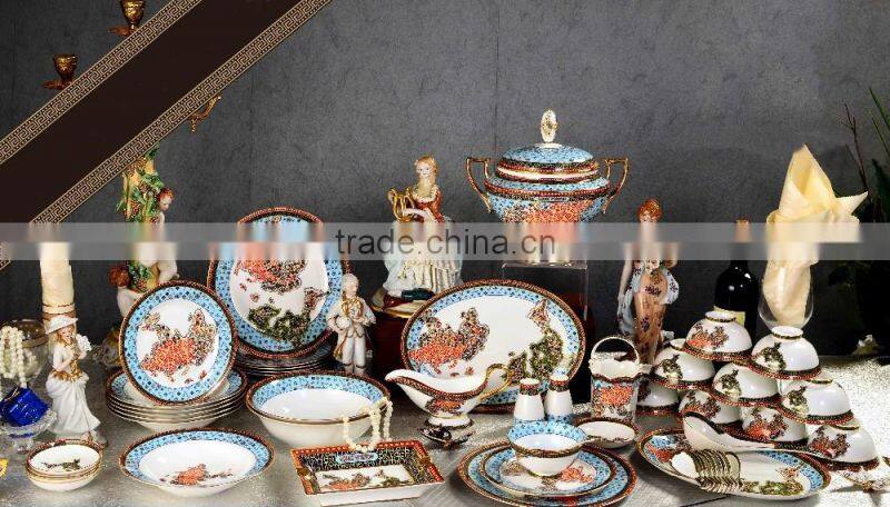 Map pettern design exquisite bone china dinnerware set