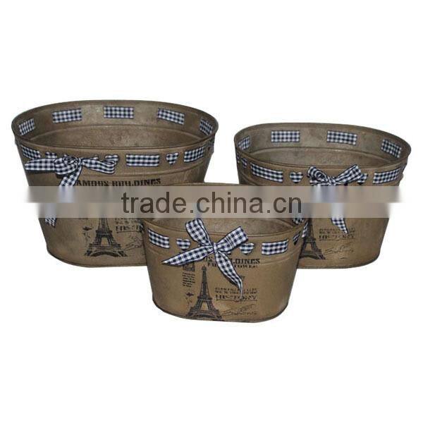 Metal Printed Flower Pot Set of 3 Metal Planter Set of 3 Metal Garden Pot Set of 3