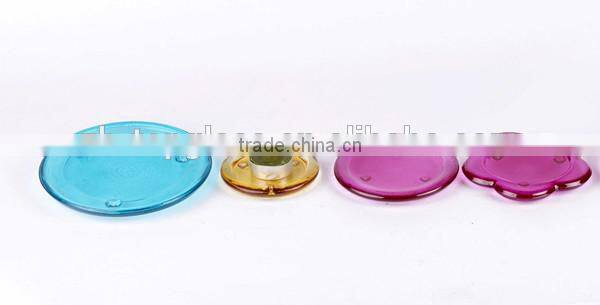 square glass candle plate with spary