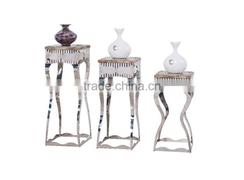 marble top silver stainless steel flower stand for hotel