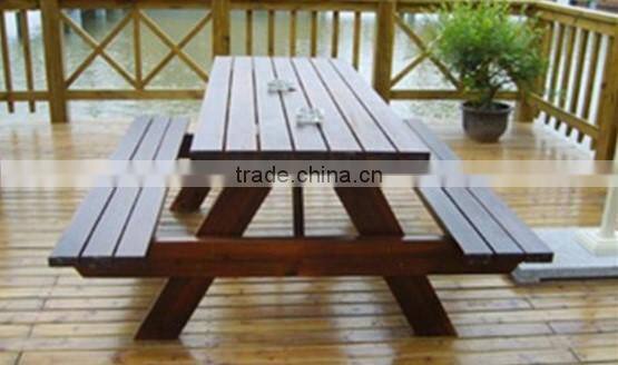 Arlau outdoor park wooden 2 seat bench with table