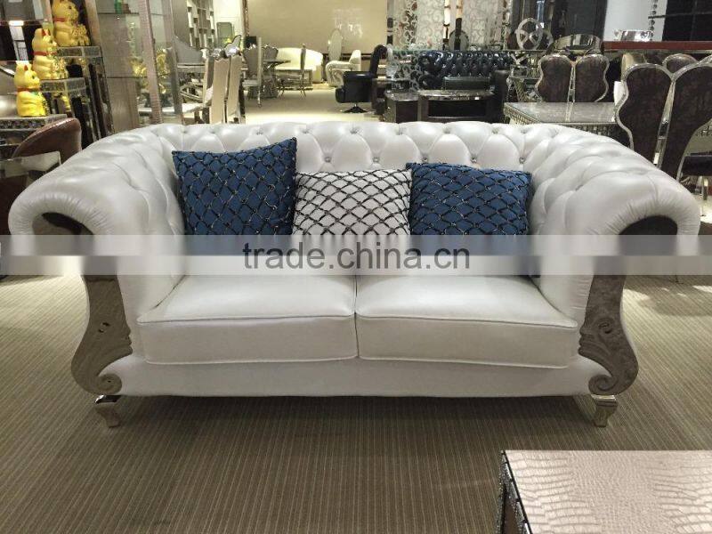 2015 newest white genuine leather sofa designs for living room furniture SF065