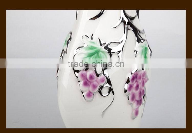 Stock Golden Ceramic Plate/bulk ceramic vase grape design