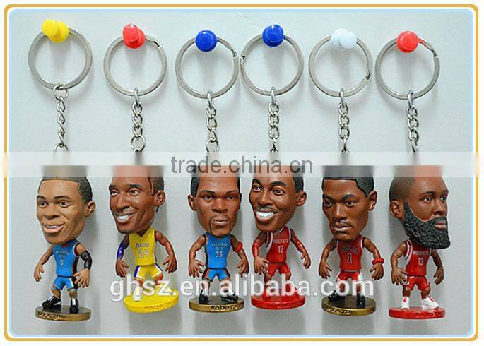 Guo hao hot sale NBA figures soft pvc keychain for collection