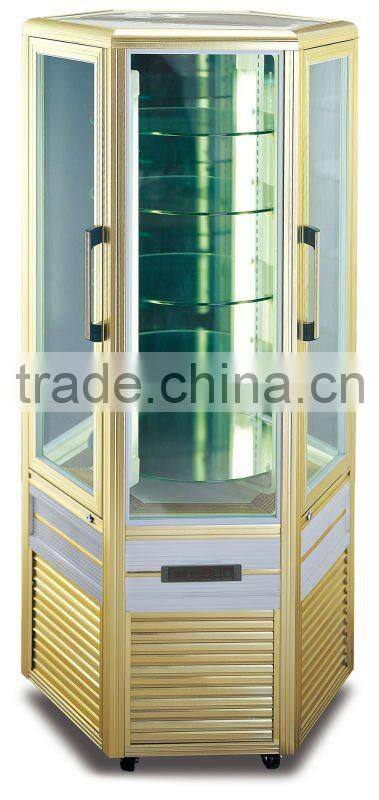 Totating drink cooler glass showcase/refrigerator beverage display/fruit showcase
