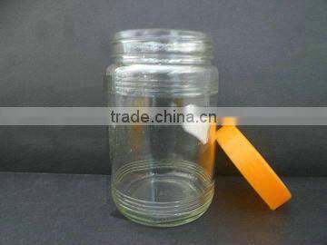 clear storage jar for honey, empty glass bottle
