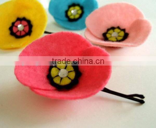 hot 2017 best selling new product decorative custom handmade fabric china supplier felt cheap wedding flower handmade hairpin