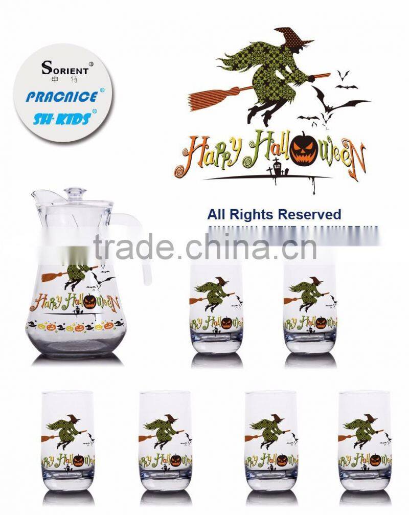 1400ml 1300ml 1000ml halloween christmas fruit color printing jug and 6pcs cups set