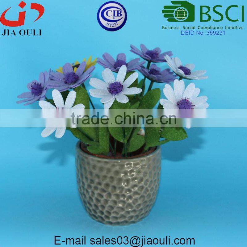 Metal Electroplating Silver Ceramic planter pot