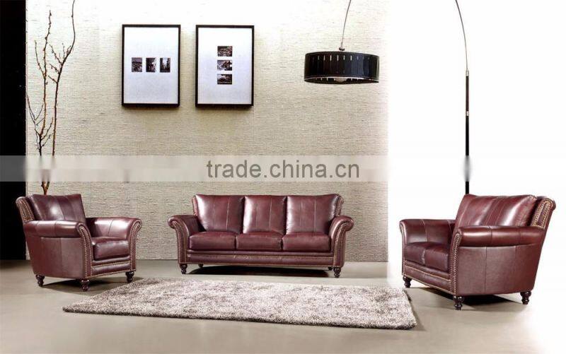 luxury neo classic burgundy genuine cow leather antique American style salon sectional chesterfield sofa set retro furniture