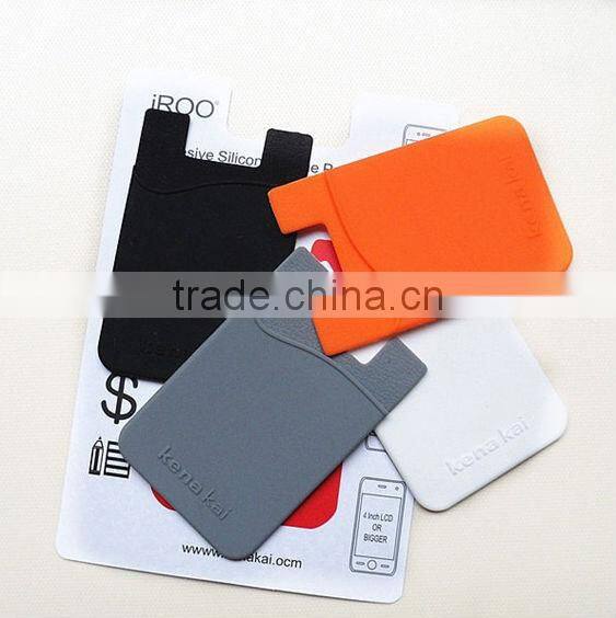colorful silicone phone wallet with 3m sticker