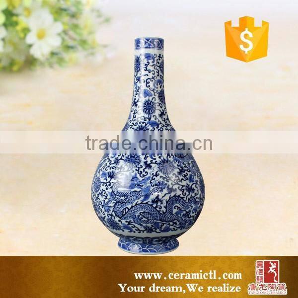 Wholesale blue and white porcelain ceramic flower vase for home cecor