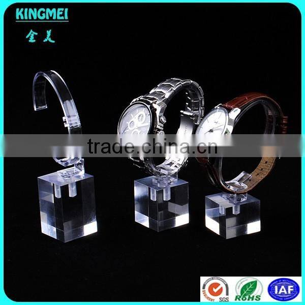 Desktop perspex acrylic c shape watch display, handmade single watch holder watch stand