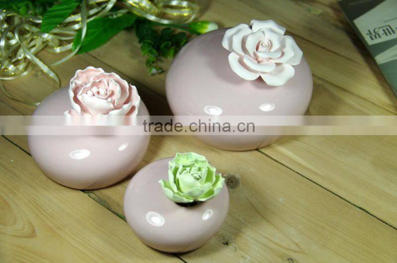 Handmade OEM aroma diffuser bottle aromatherapy ceramic flower fragrance diffuser