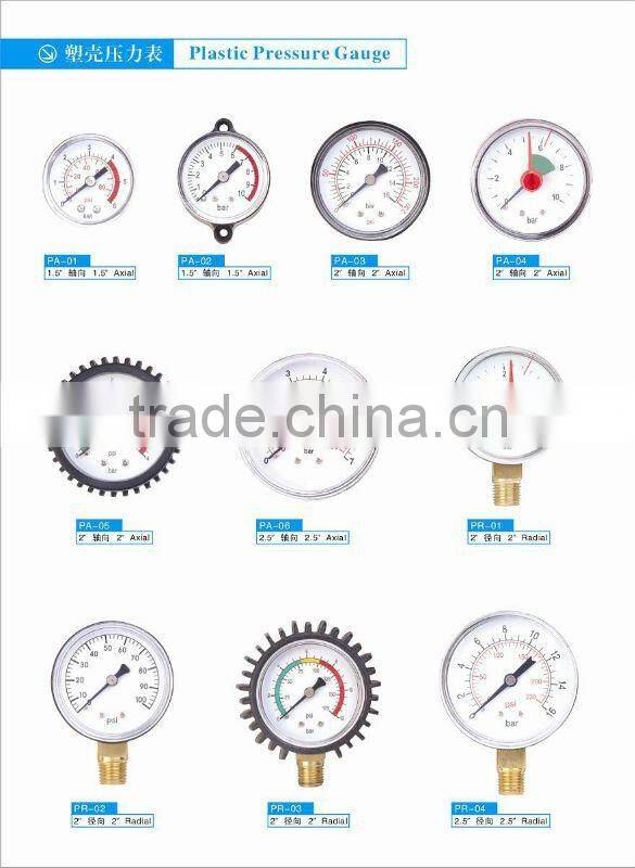 White ABS Plastic Casing Luminous Pressure Gauges